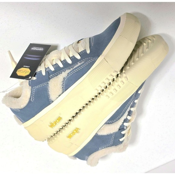 BRANDBLACK Bravo Faux Shearling Sneakers Womens Sz 10 Blue Leather Vibram $180 - Picture 9 of 14